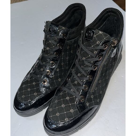Remonte Woman’s Suede/patent Leather Platform Sherpa Lined Bootie Size 44‎ US 11 - Picture 1 of 9
